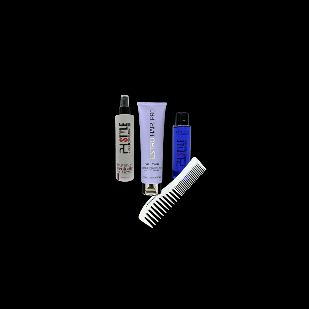 Bundle: Cera Liquida + Hair Spray volumizing + Pettine Guenzani + Estro Hair Pro Curl Twist